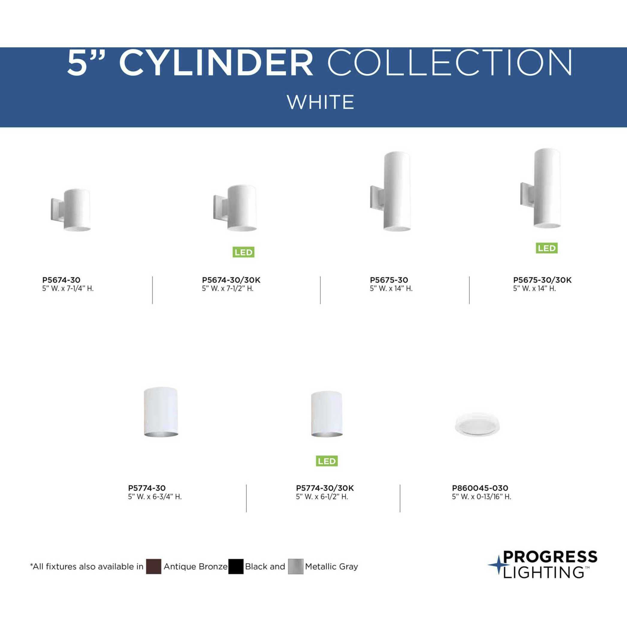 Cylinder Outdoor Wall Cylinder in White, Standard Lamping